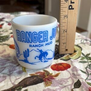 Vintage 1950s Ranger Joe ranch mug milk glass